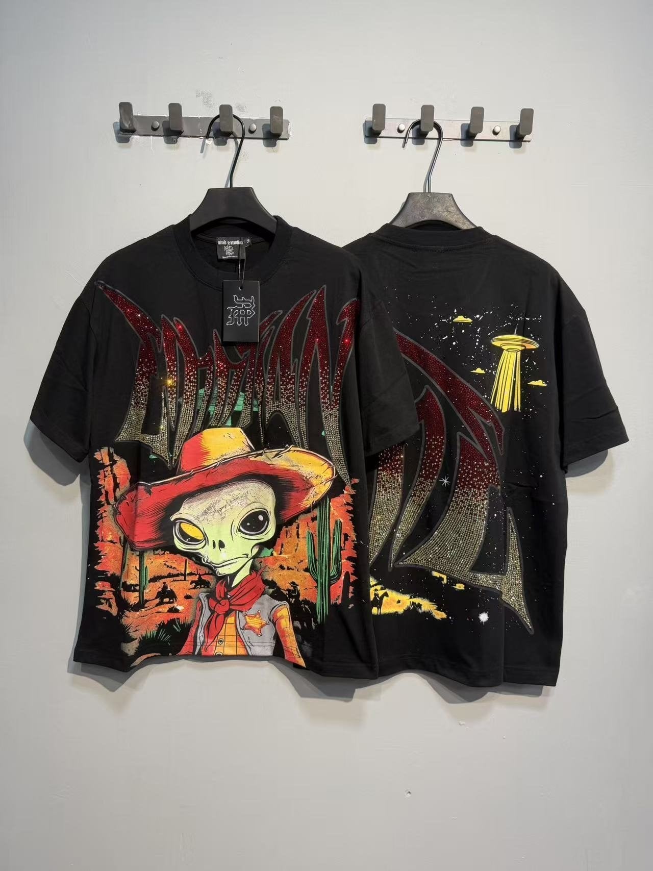MIXED EMOTION Alien Cowboy Graphic T-Shirt — context
