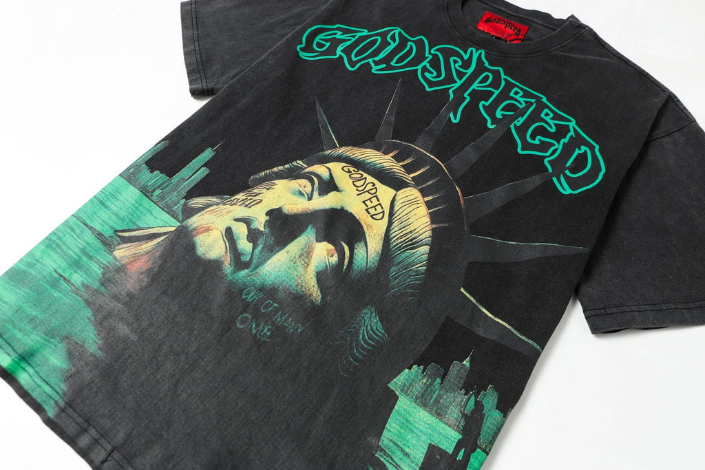 Godspeed Washed Black Rock Graphic T-Shirt — front
