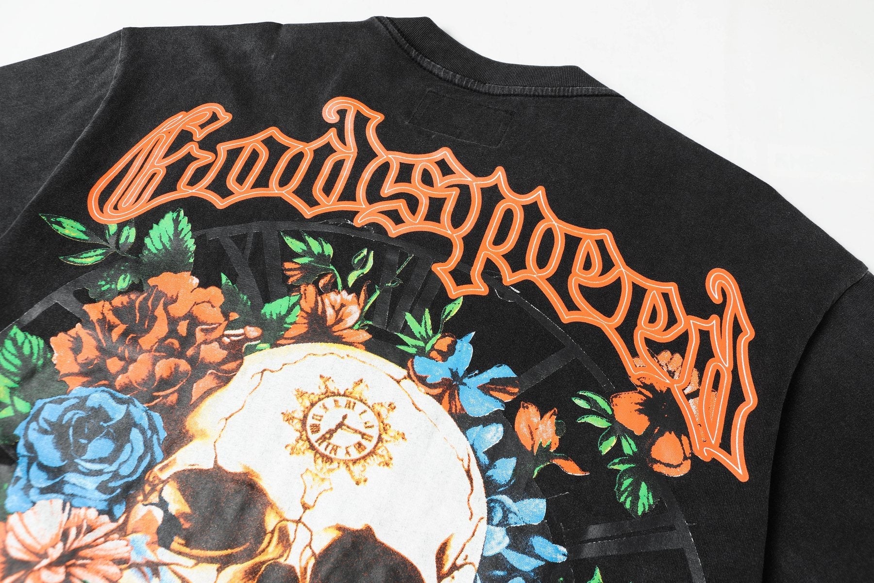Godspeed Skull & Floral Graphic Short-Sleeve T-Shirt — detail