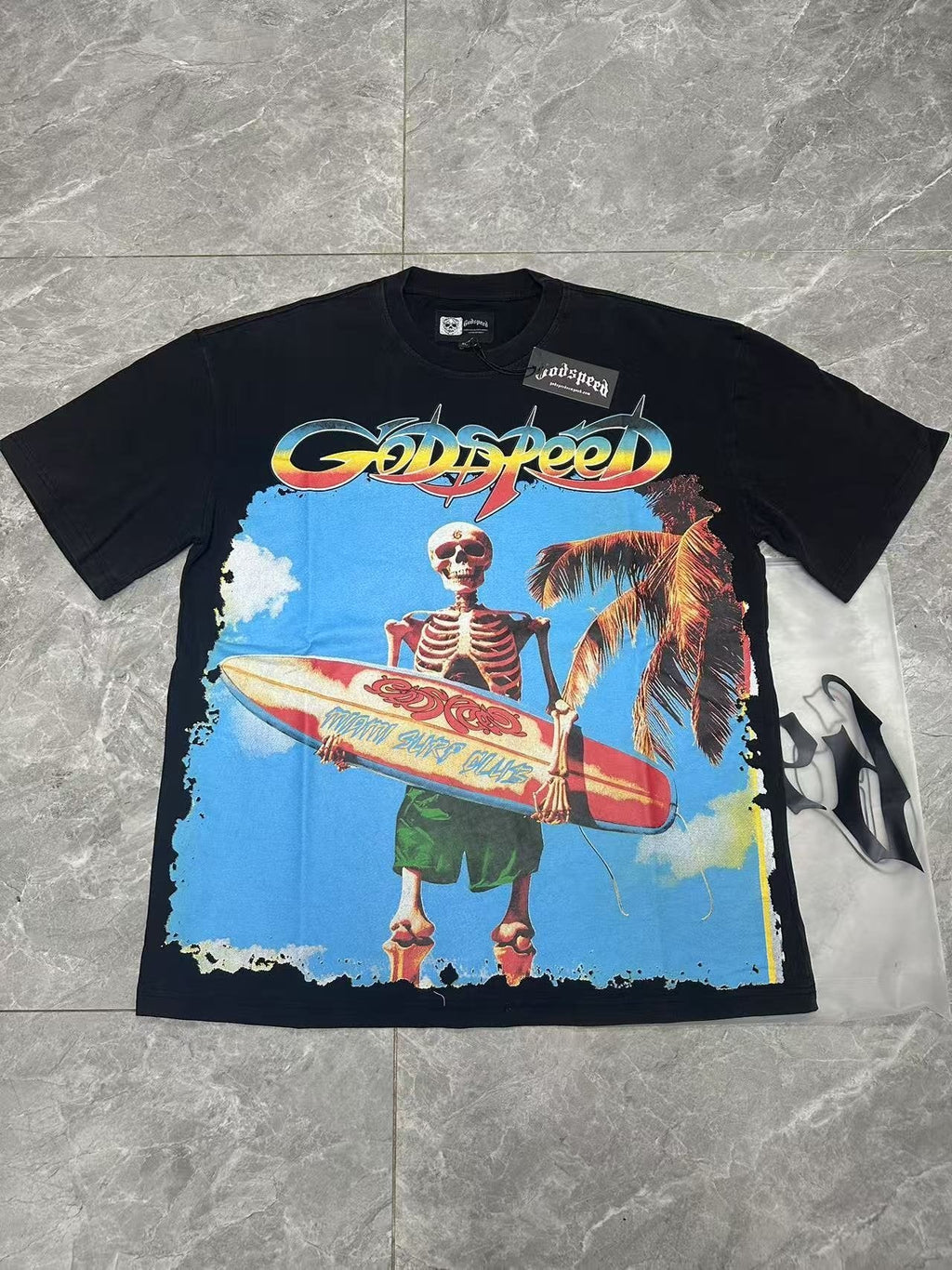 Godspeed Skeleton Surfer Graphic T-Shirt — context