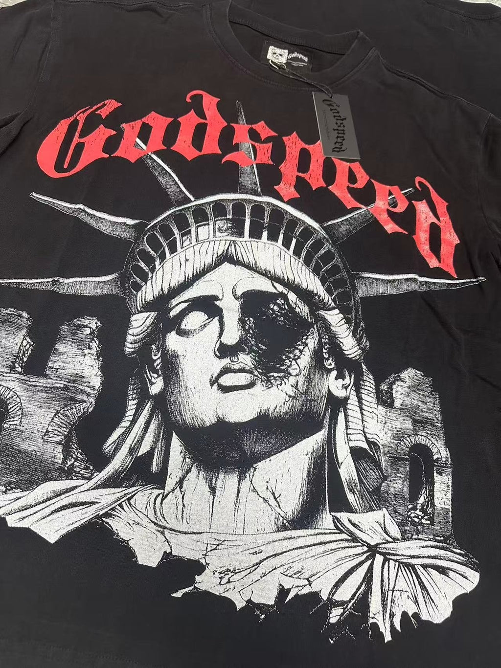 Godspeed E Pluribus Unum Statue Graphic T-Shirt — detail