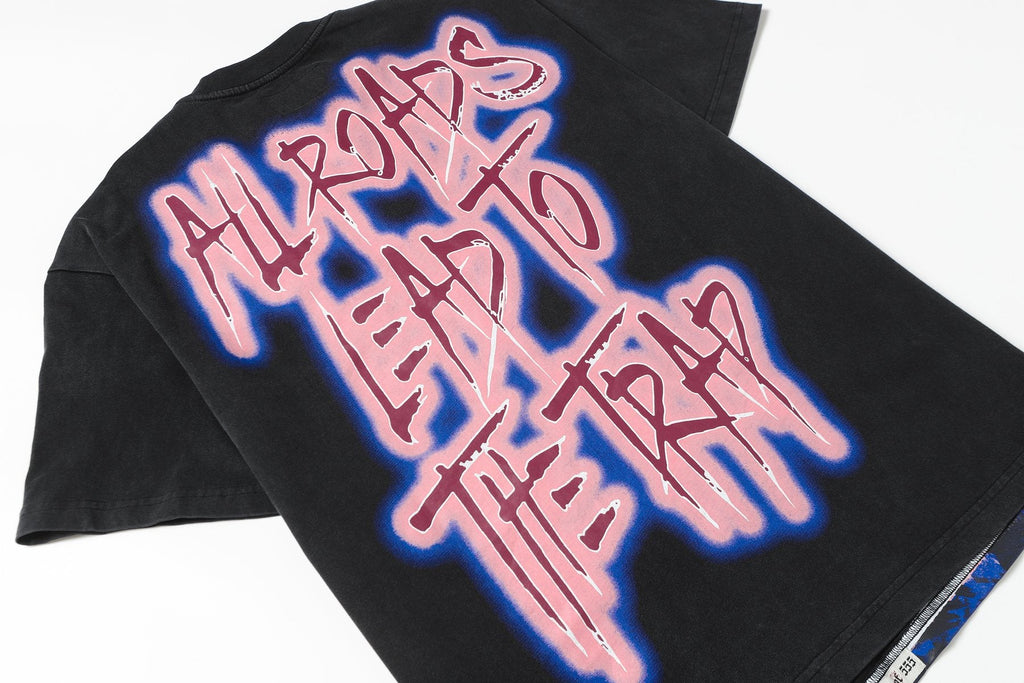 Godspeed Booby Trap Washed Black Graphic T-Shirt — detail