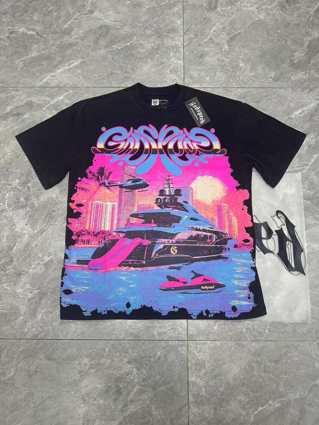 Godspeed Yacht Graphic T-Shirt — context