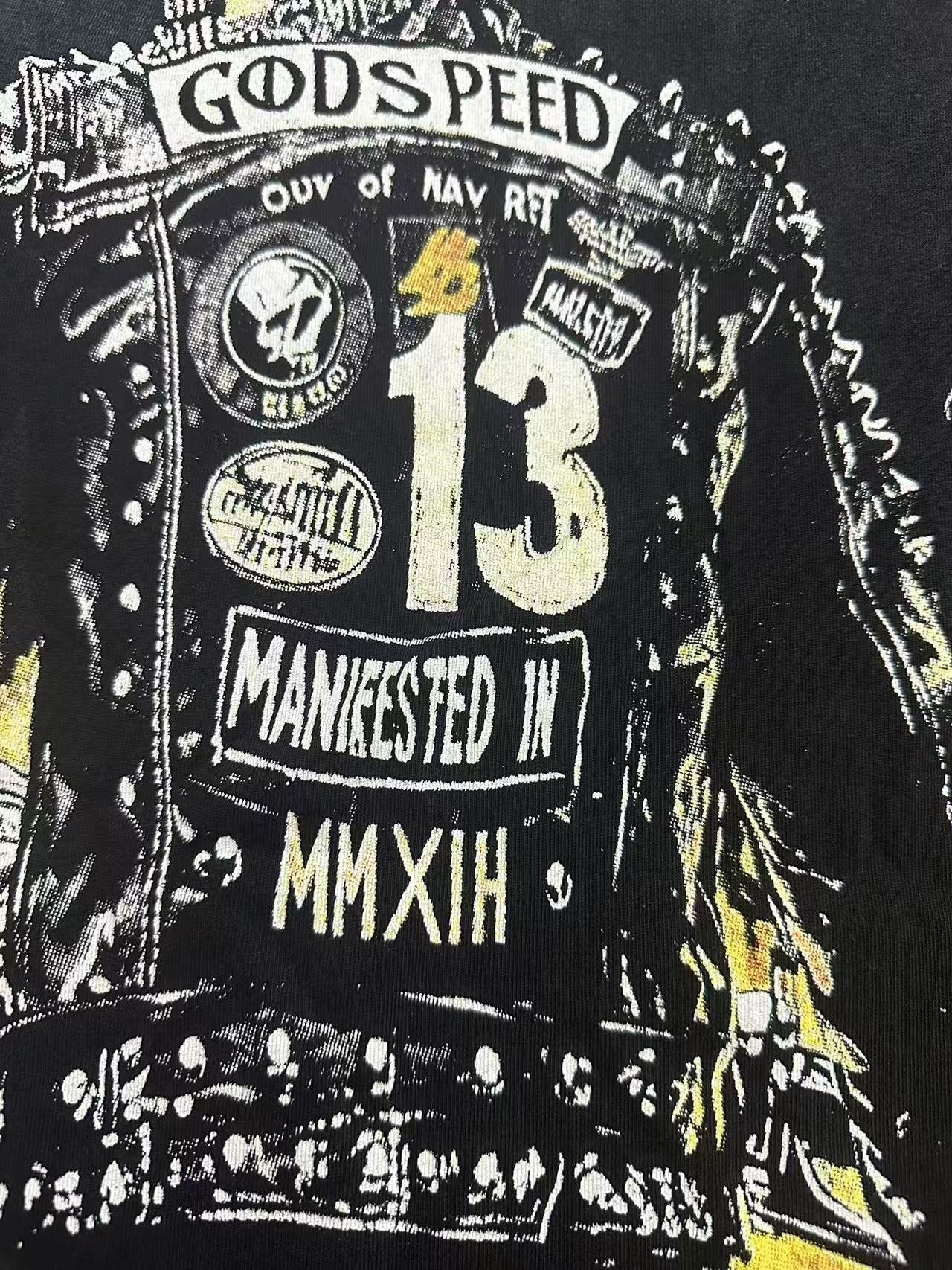 Godspeed Motorcycle Graphic Washed T-Shirt — detail
