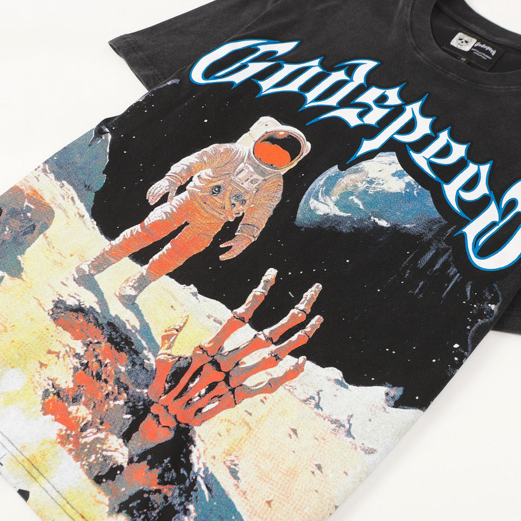 Godspeed Astronaut Back Print Washed Graphic T-Shirt — detail
