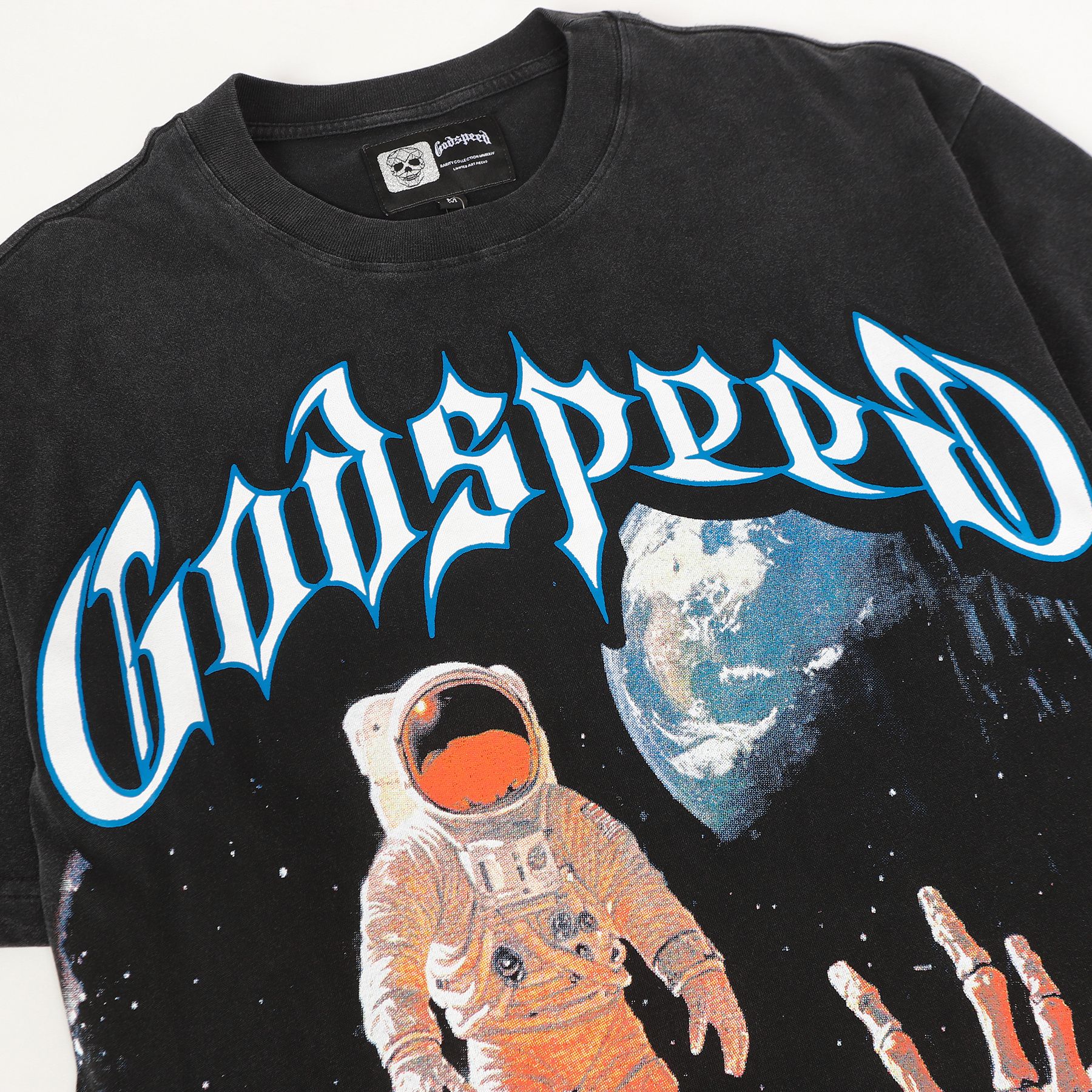 Godspeed Astronaut Back Print Washed Graphic T-Shirt — detail