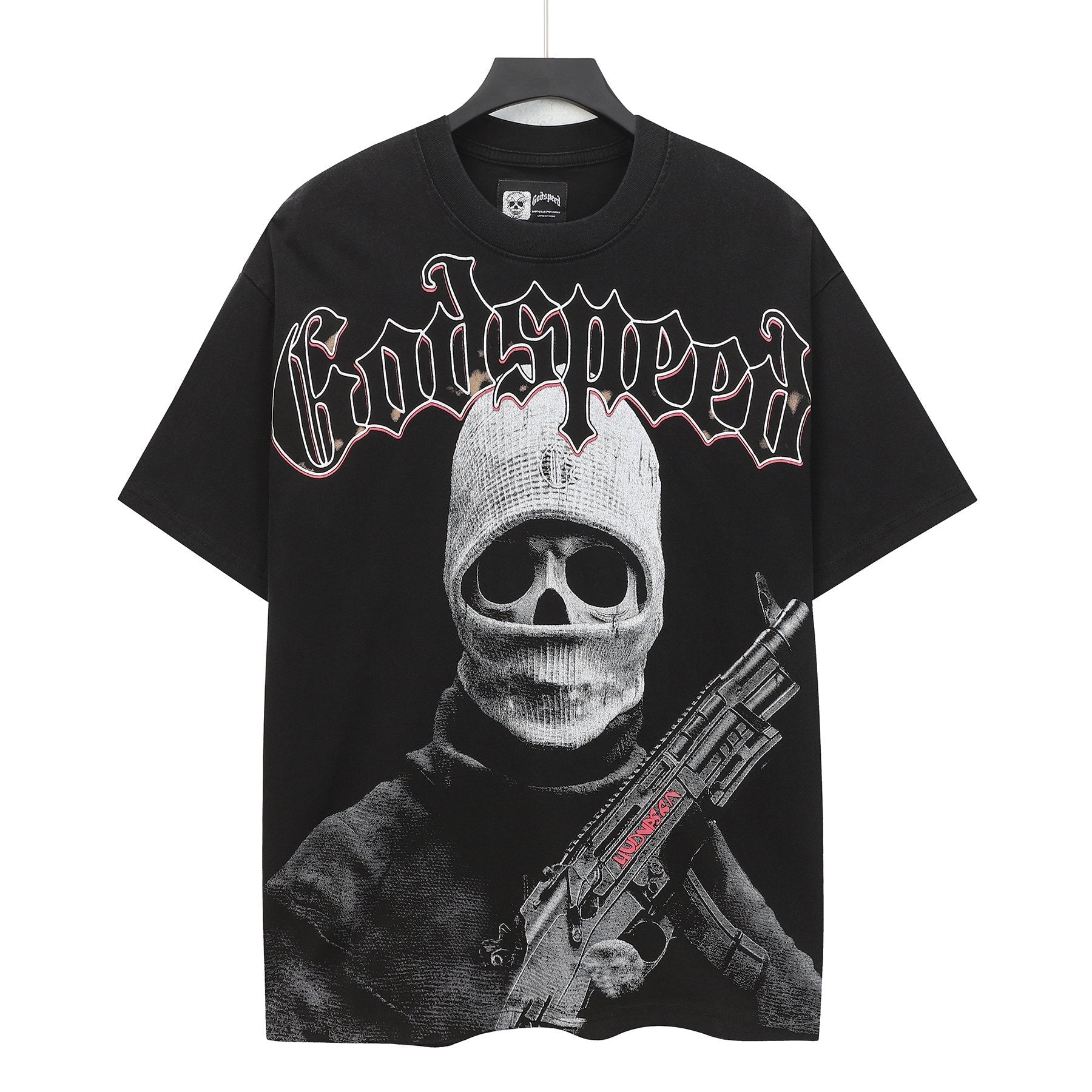 Godspeed Fortis Fortuna Washed Black Graphic T-Shirt — hero