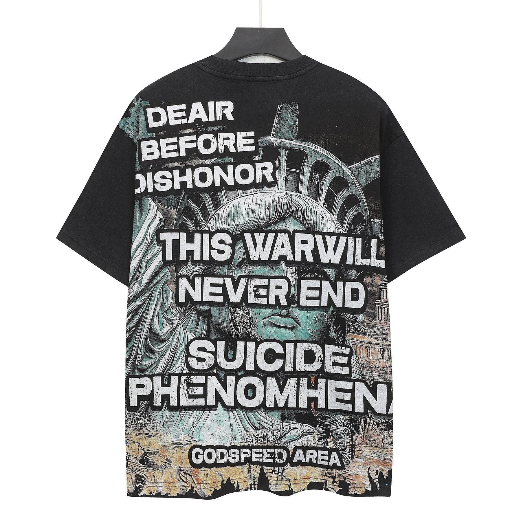 Godspeed Statue of Liberty Graphic T-Shirt — back