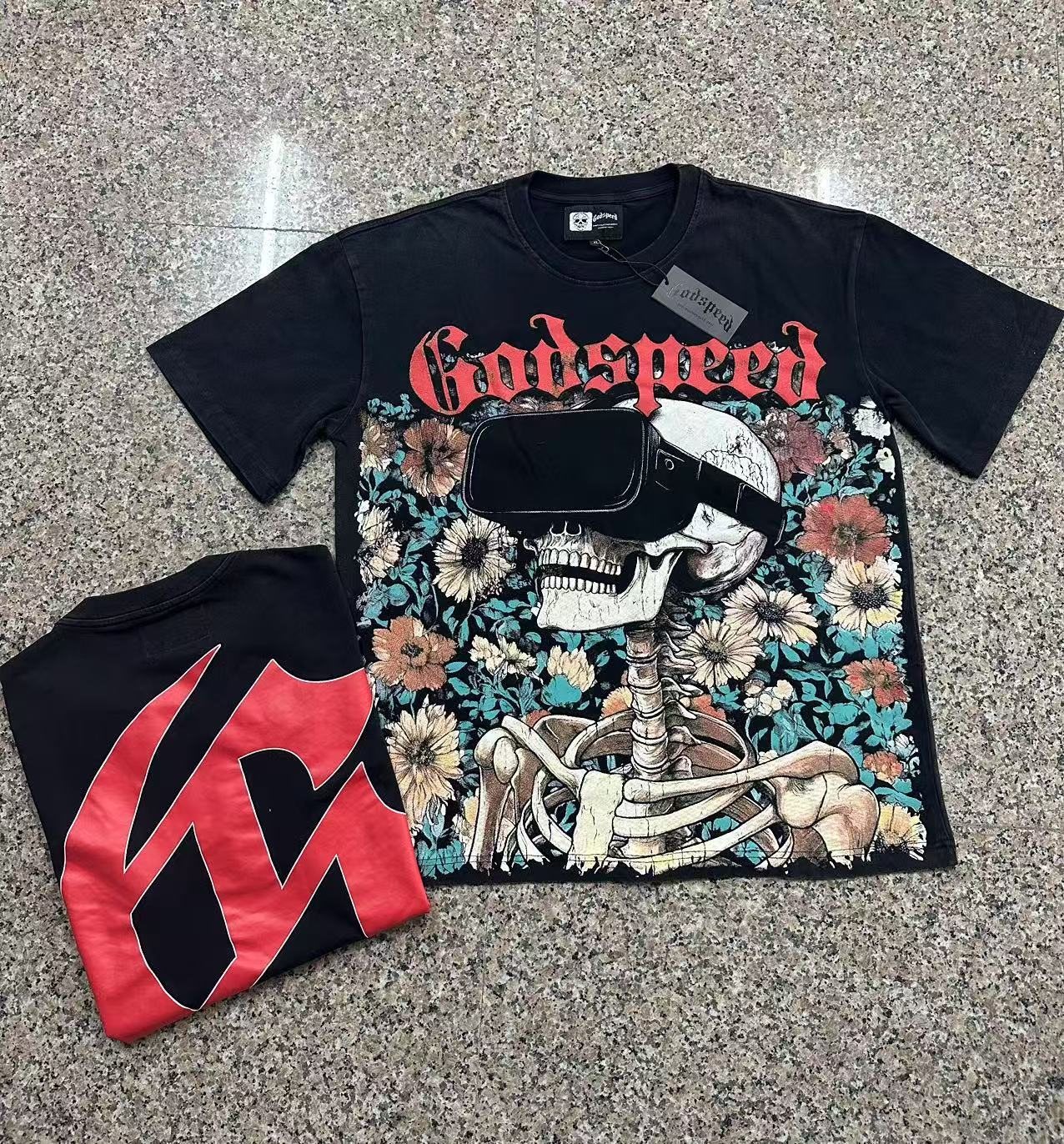Godspeed Washed Black Rock Graphic T-Shirt — context