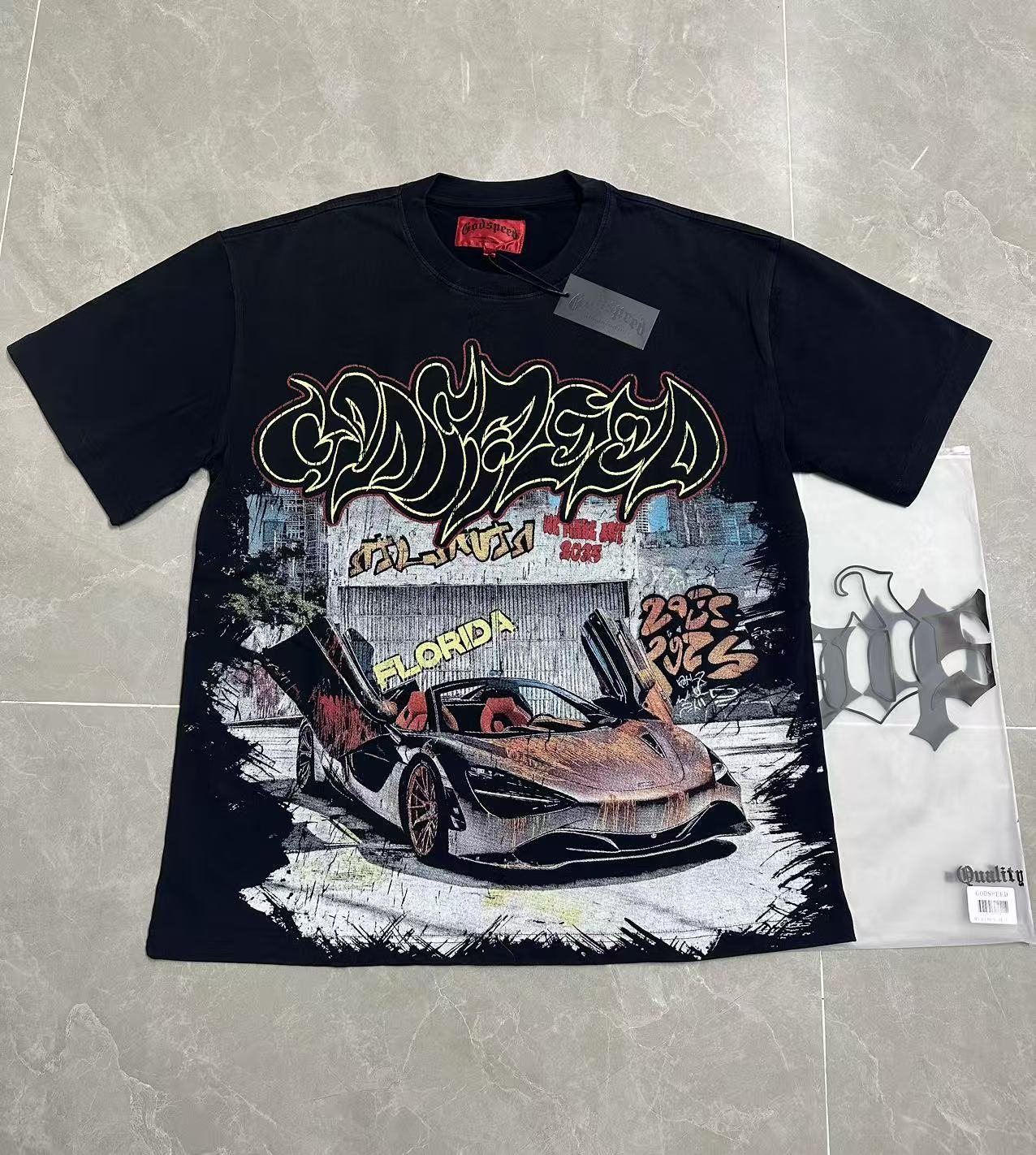 Godspeed Car Graffiti Graphic T-Shirt — front