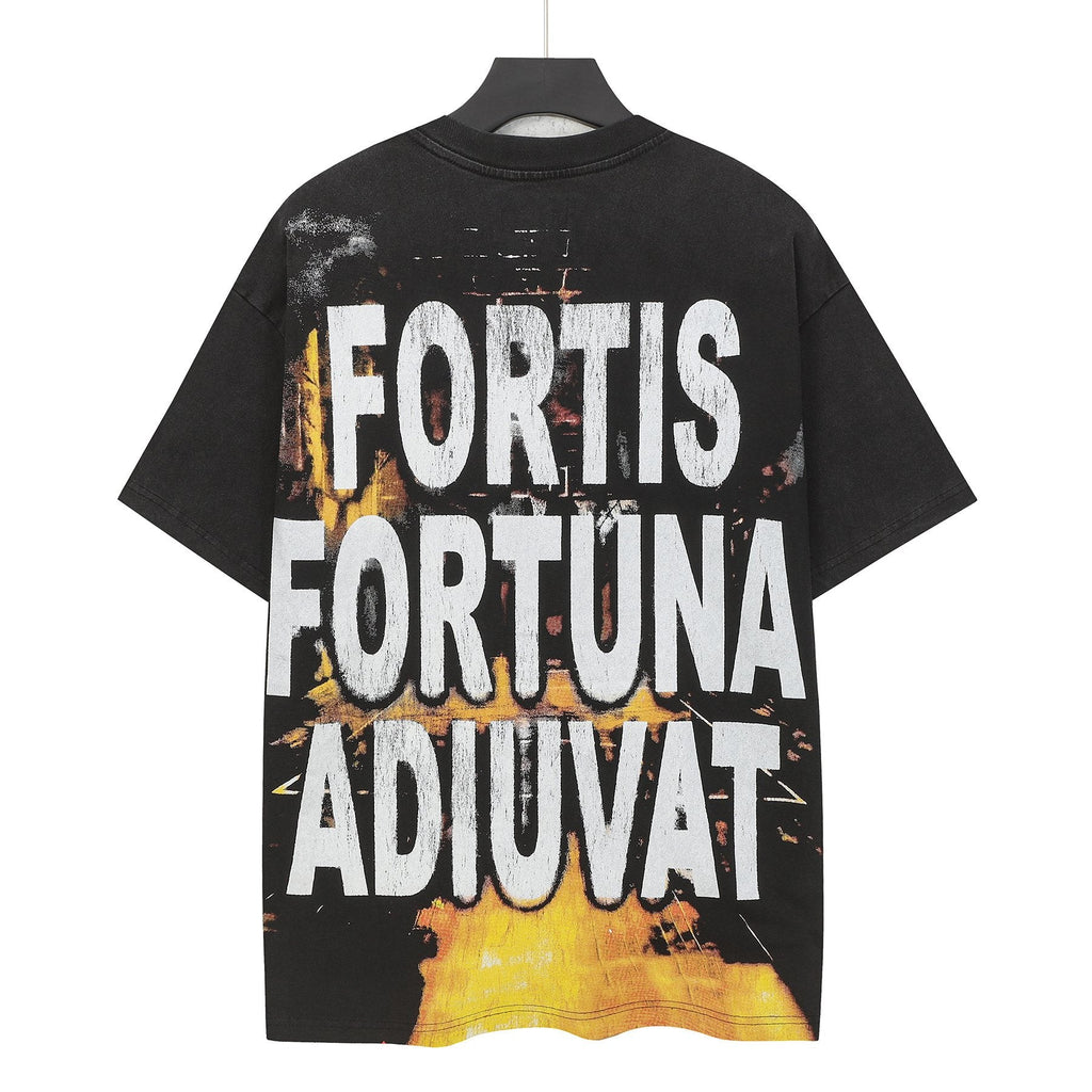 Godspeed Fortis Fortuna Washed Black Graphic T-Shirt — back