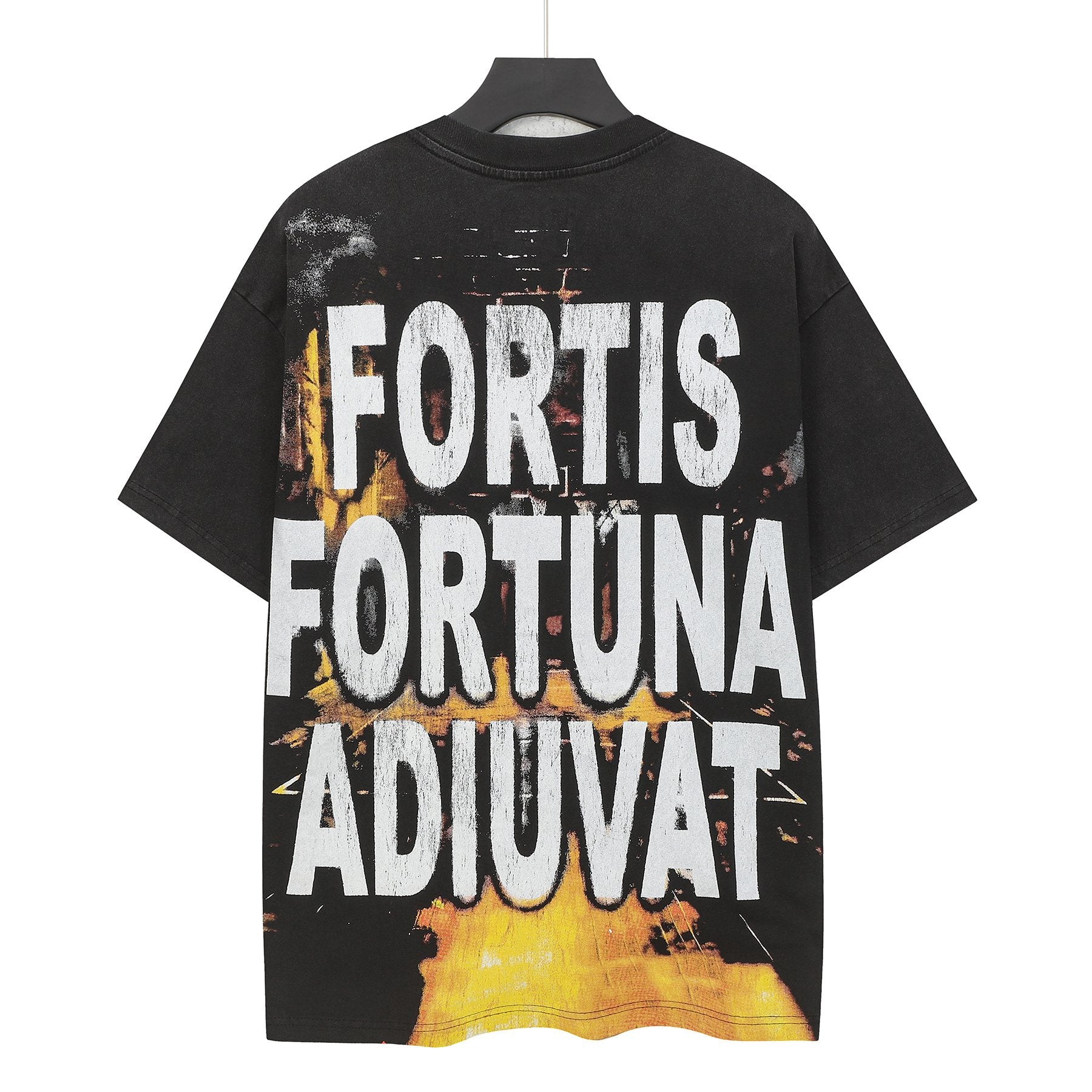 Godspeed Fortis Fortuna Washed Black Graphic T-Shirt — back