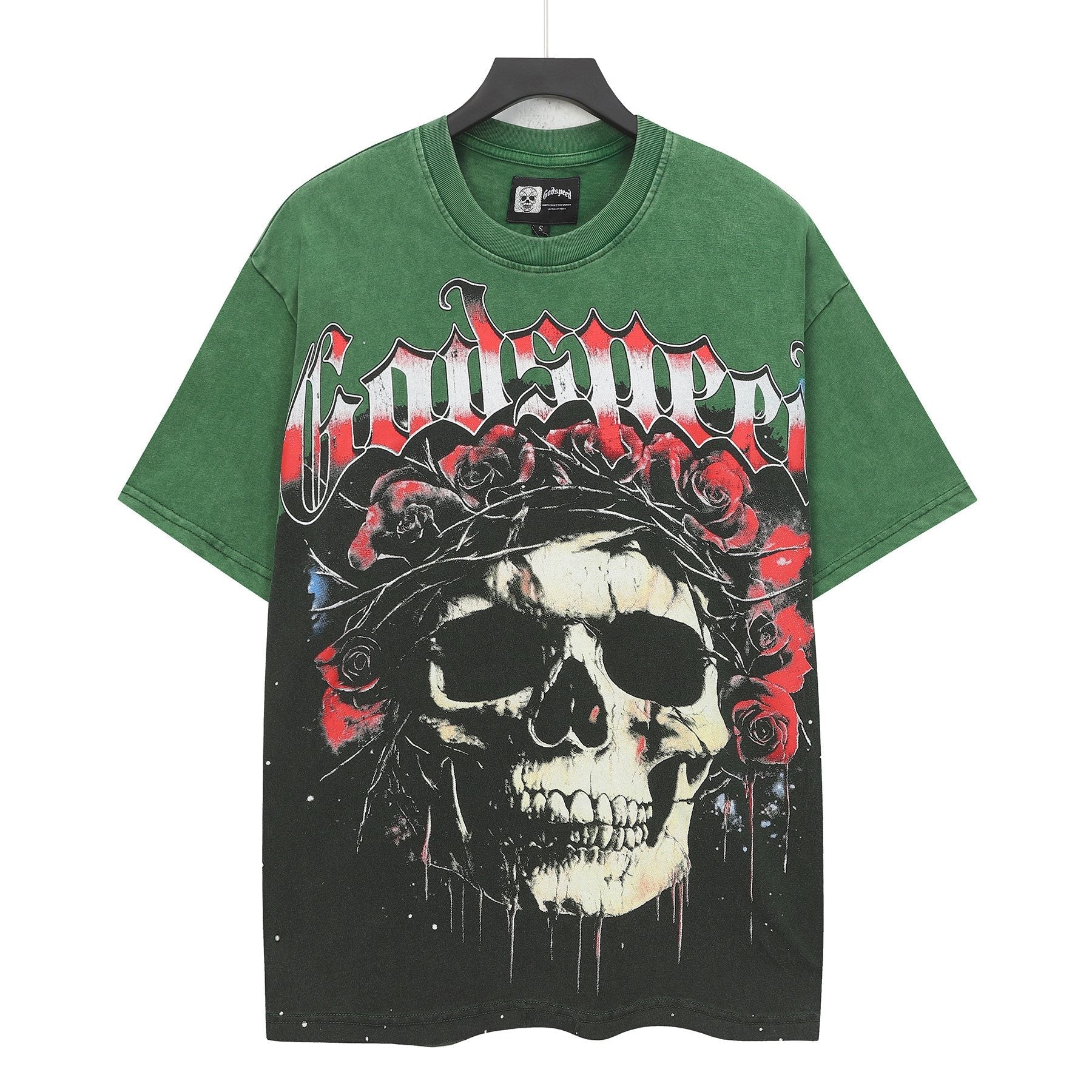 Godspeed Skull & Roses Graphic T-Shirt — front