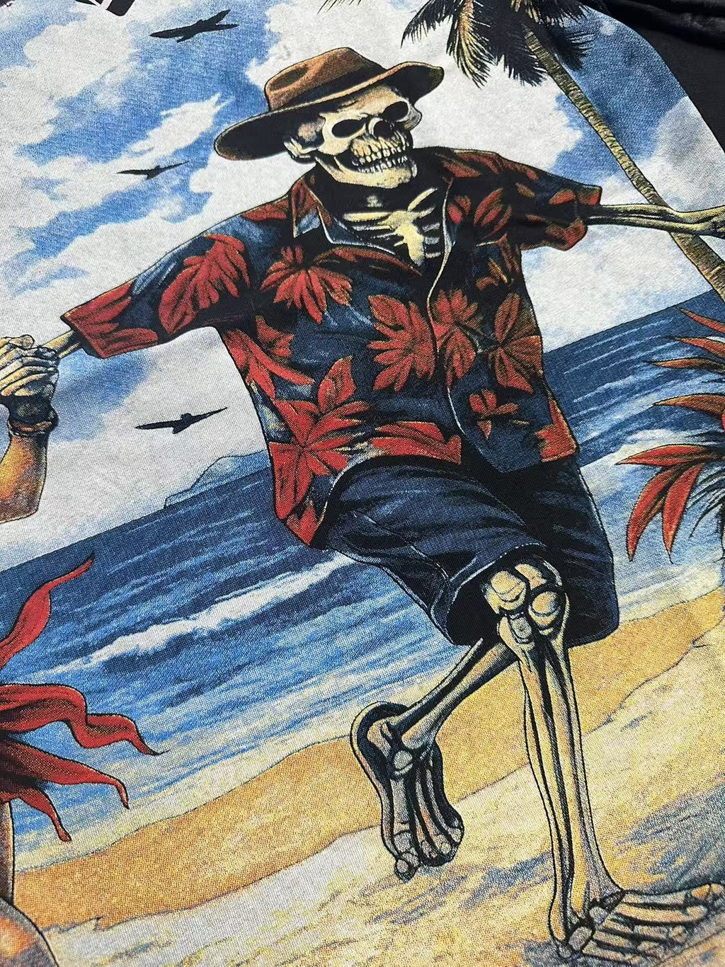 Godspeed Beach Skeleton Graphic T-Shirt — detail