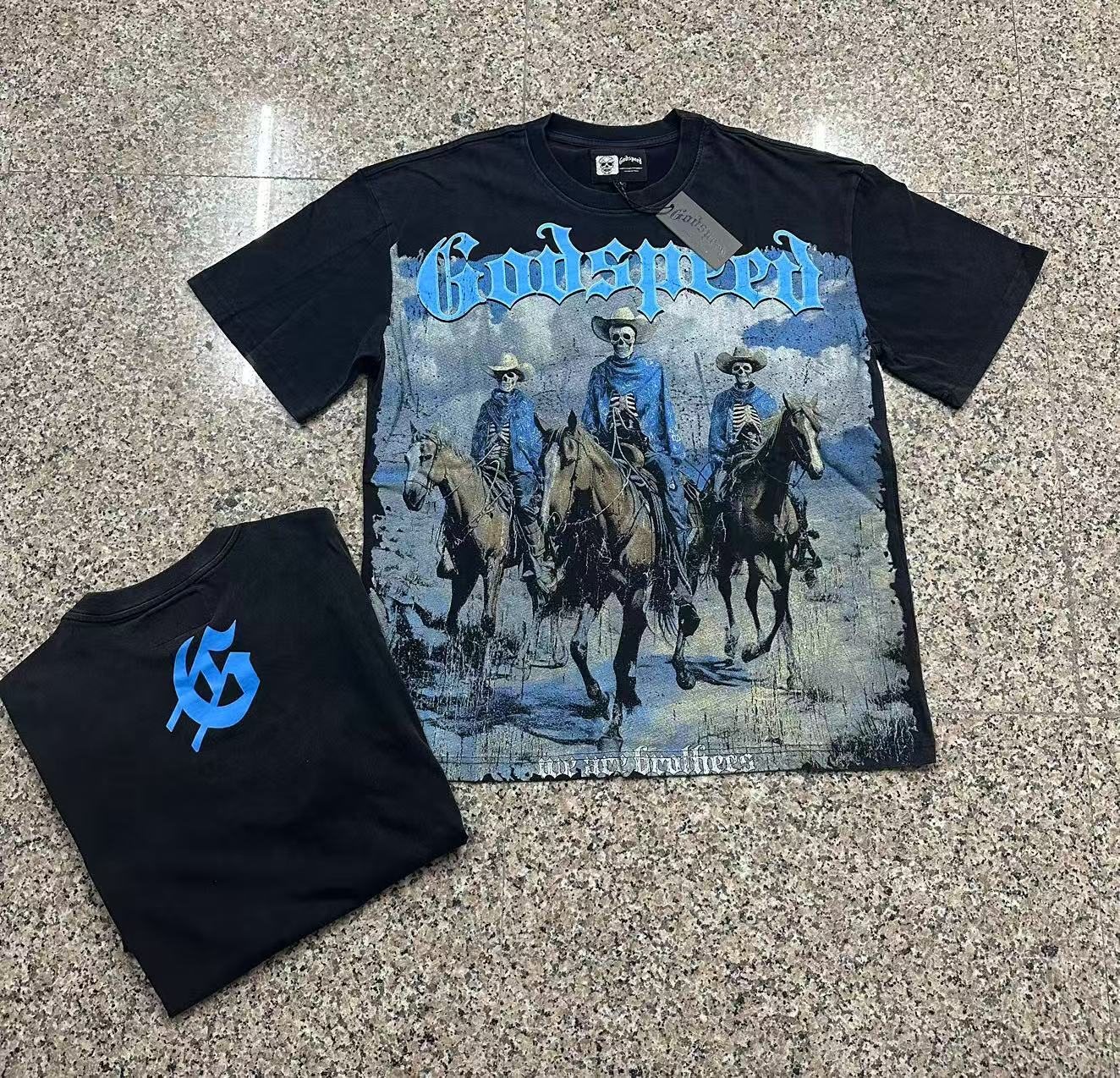 Godspeed Washed Black Rock Graphic T-Shirt — context