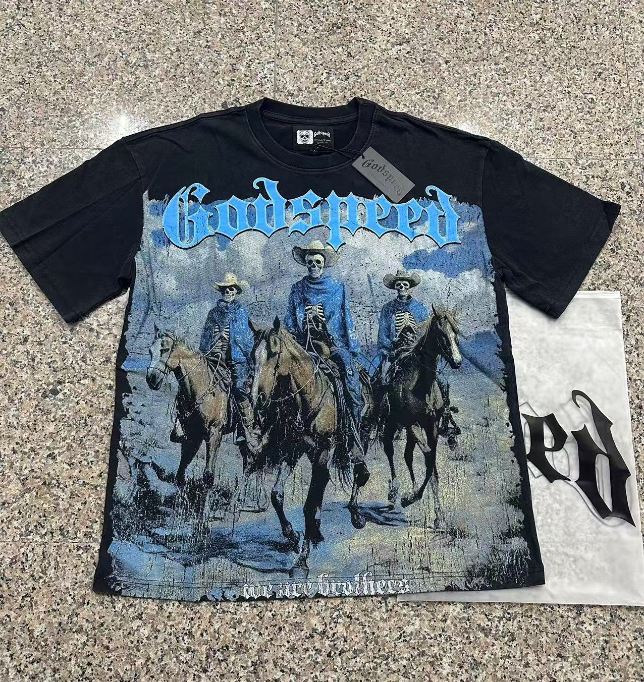 Godspeed Washed Black Rock Graphic T-Shirt — context