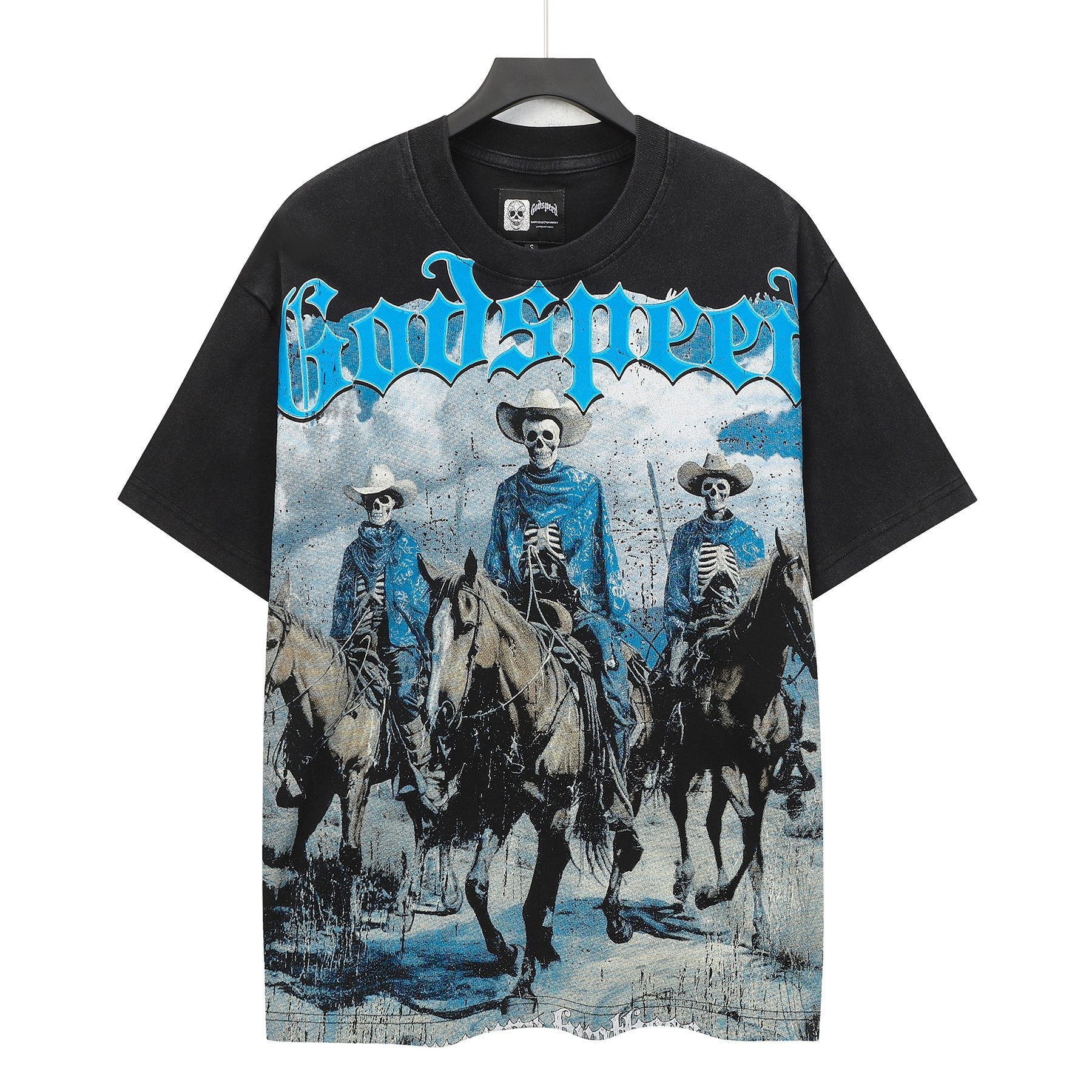 Godspeed Washed Black Rock Graphic T-Shirt — front