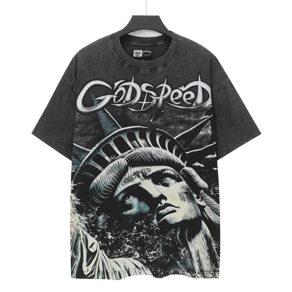 Godspeed Statue of Liberty Washed Graphic T-Shirt — hero