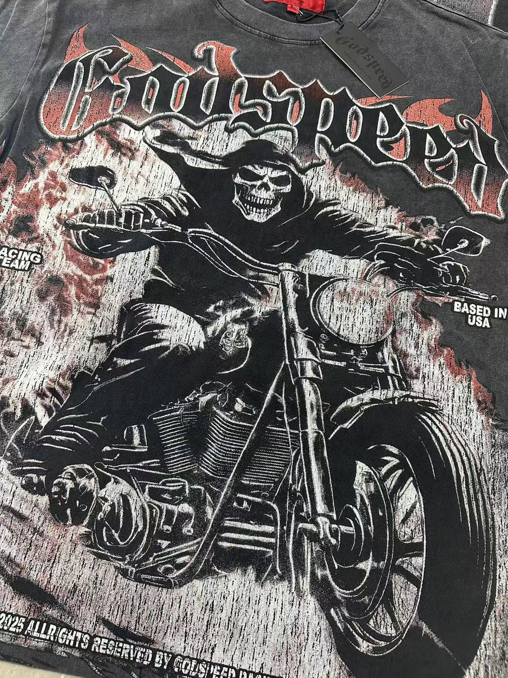 Godspeed Racing Team Washed Black Graphic T-Shirt — detail