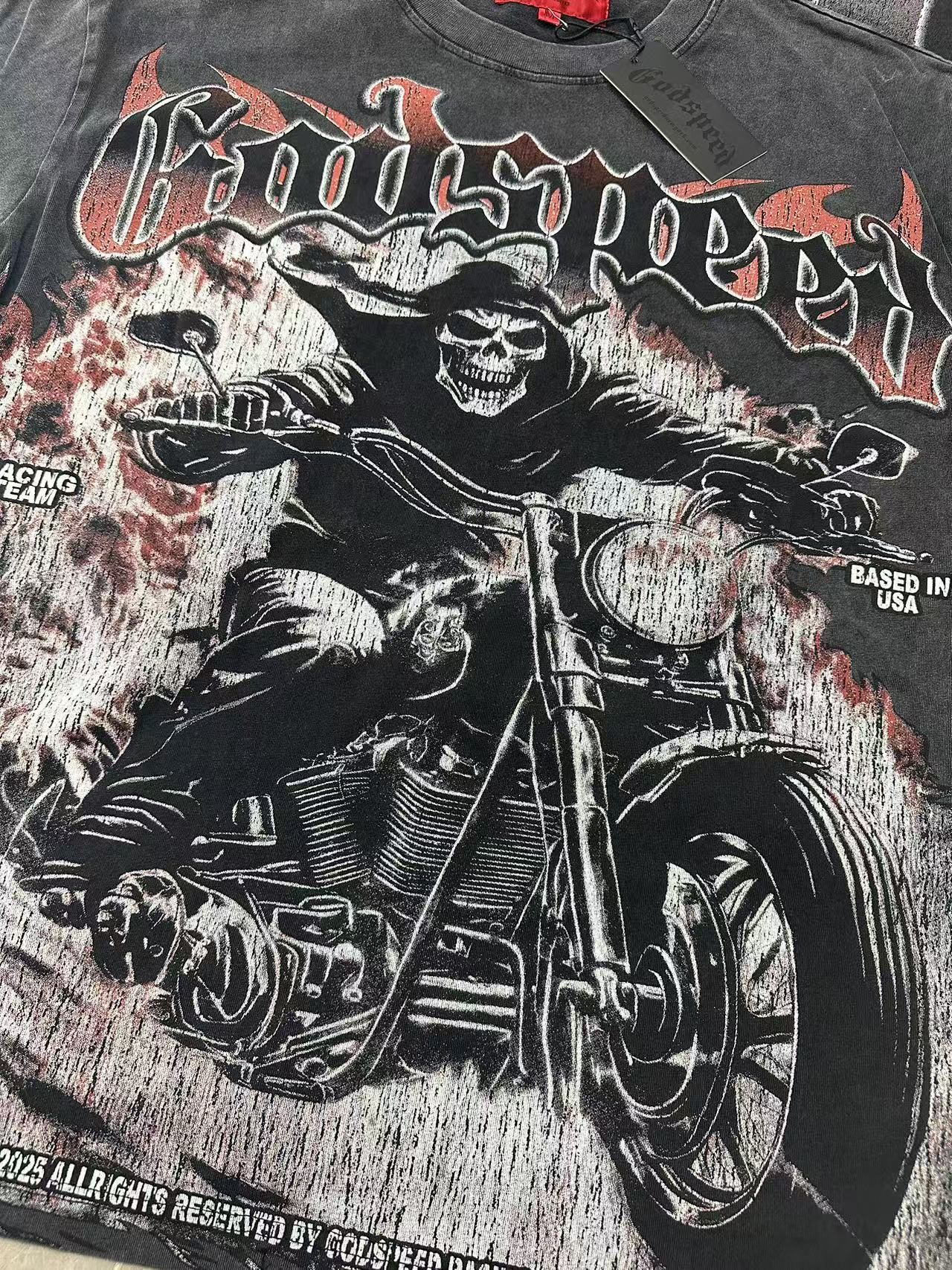 Godspeed Racing Team Washed Black Graphic T-Shirt — detail