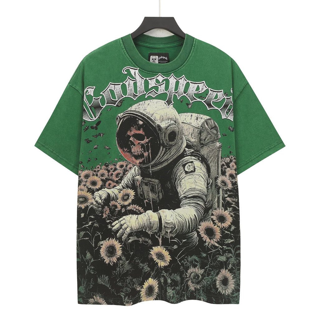 Godspeed Sunflower Astronaut Graphic T-Shirt — front
