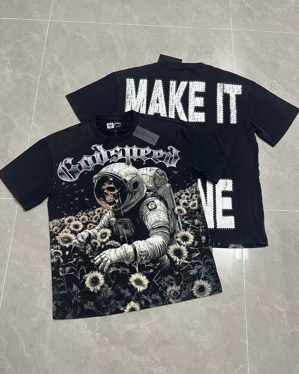Godspeed Astronaut Sunflower Graphic T-Shirt — context