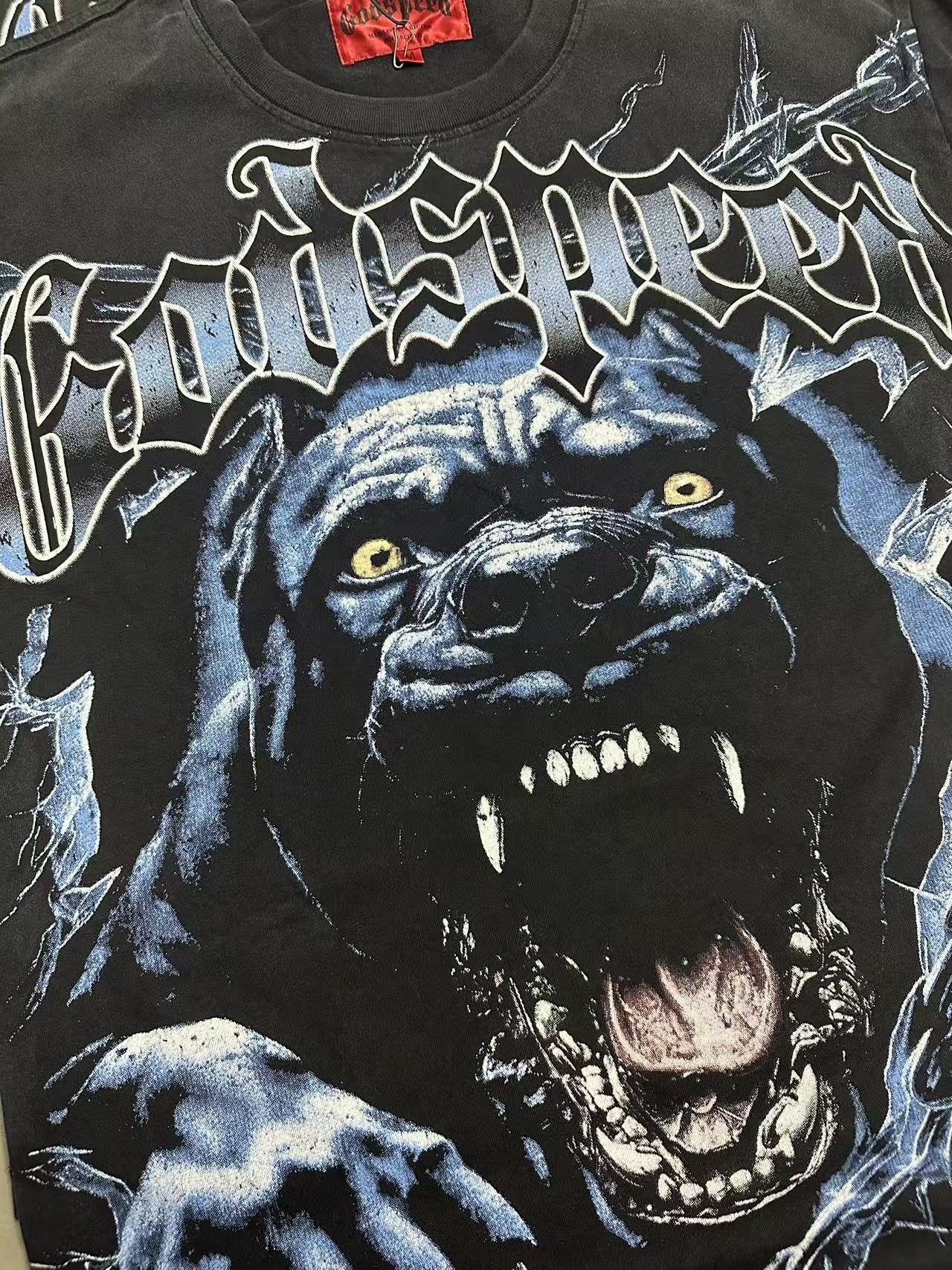 Godspeed Panther Graphic Washed Black T-Shirt — detail