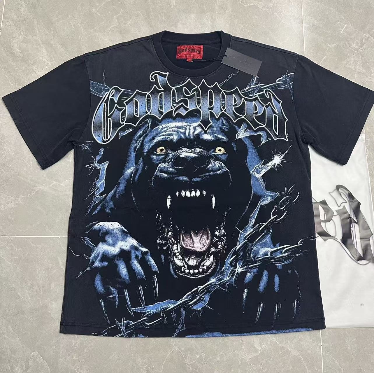 Godspeed Panther Graphic Washed Black T-Shirt — front