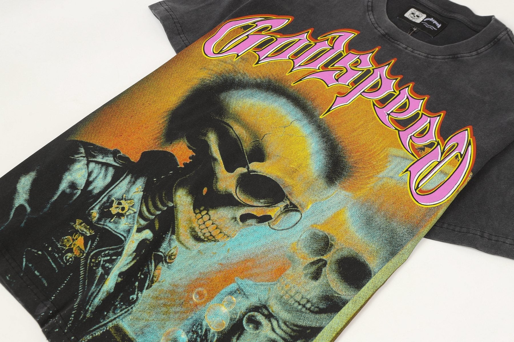 Godspeed Skeleton Graphic Washed Black T-Shirt — front