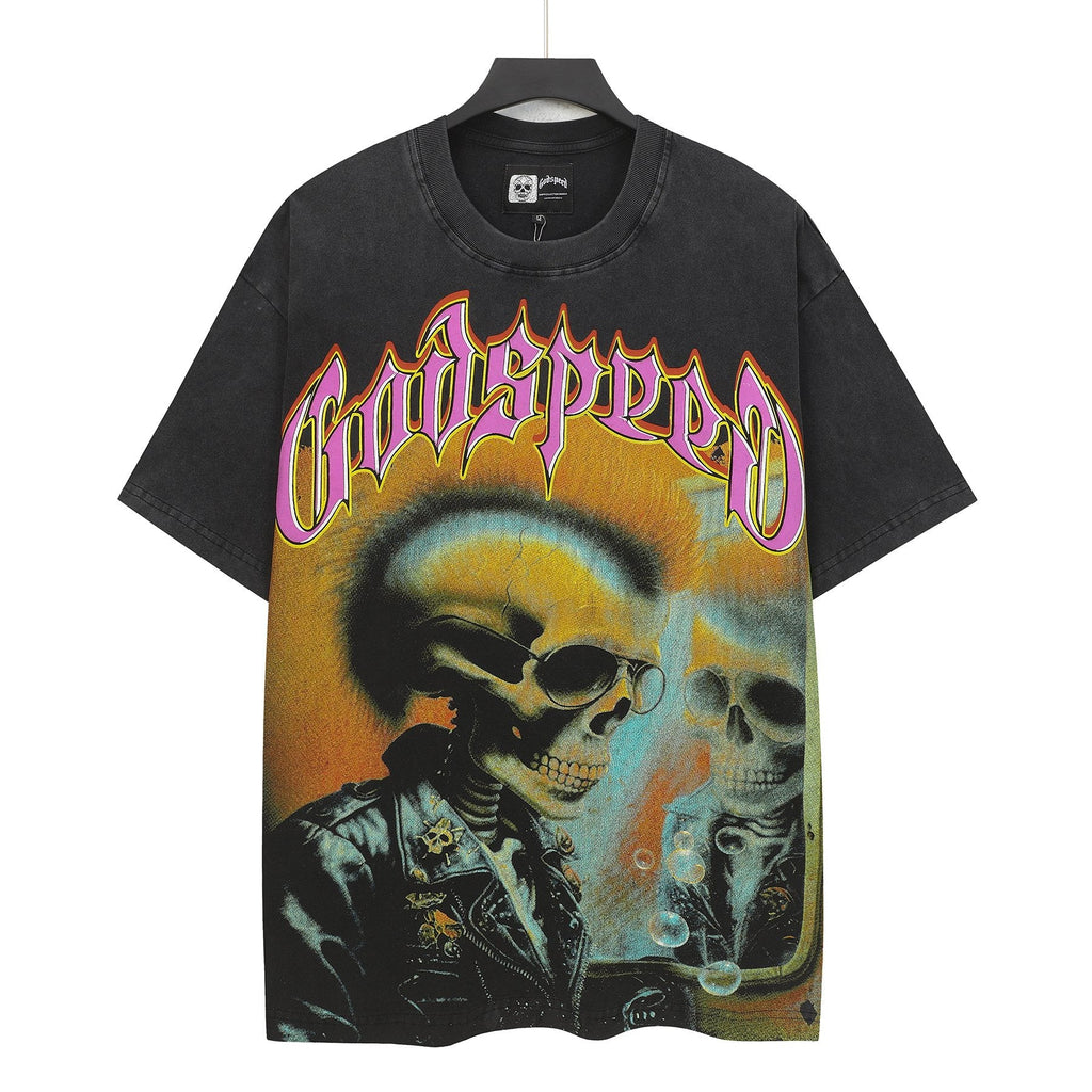Godspeed Skeleton Graphic Washed Black T-Shirt — hero