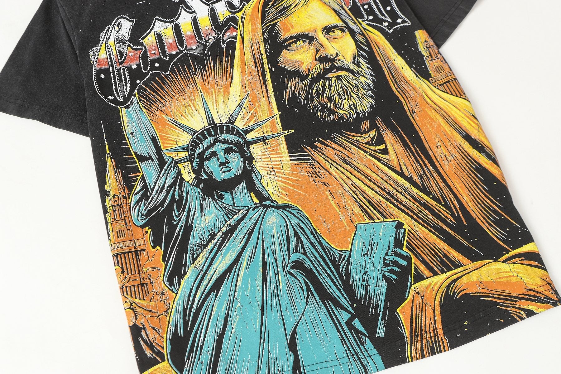 Godspeed Washed Black Statue Graphic T-Shirt — detail