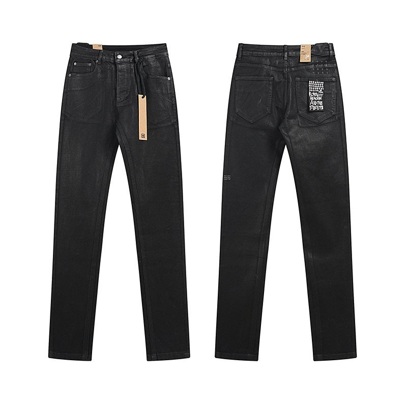 Ksubi Black Coated Slim Tapered Jeans — hero