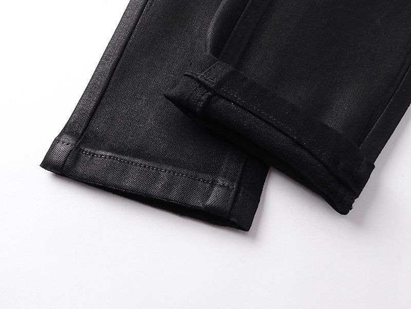Ksubi Black Coated Slim Tapered Jeans — detail