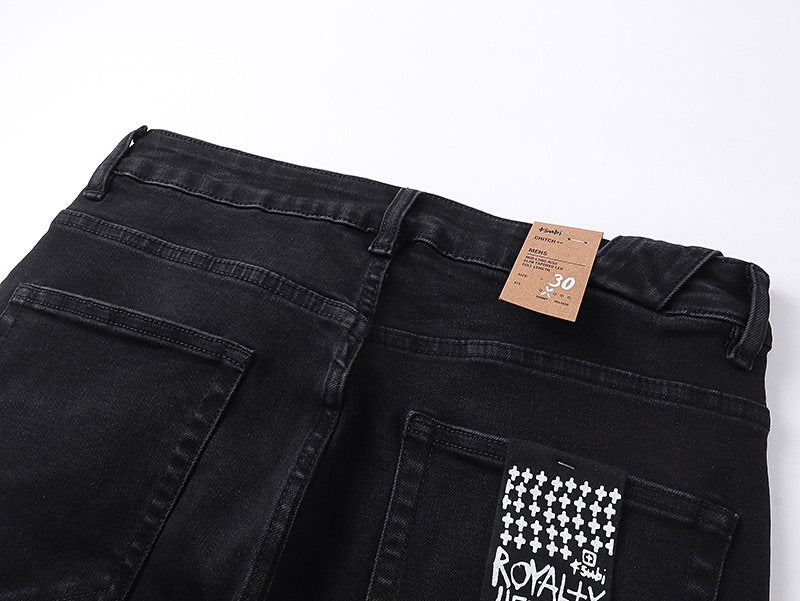 Ksubi Black Cross Embroidered Slim Tapered Jeans — detail