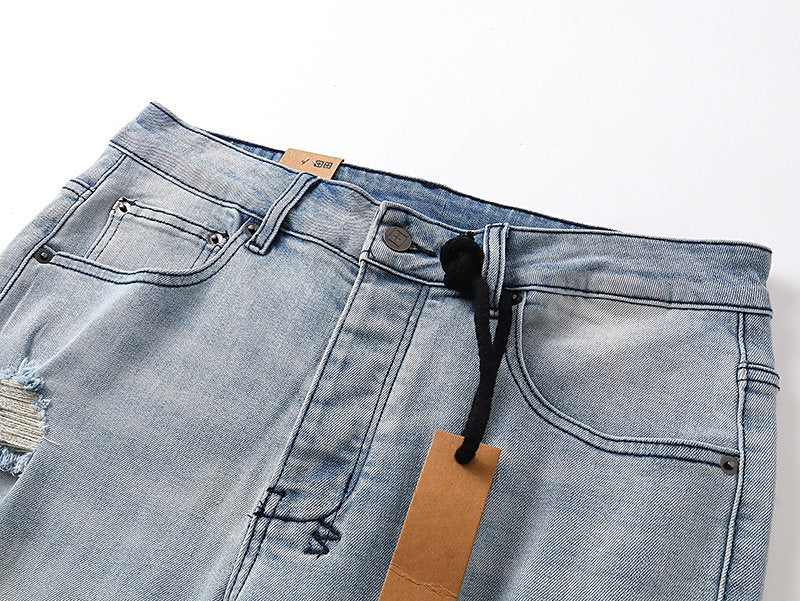 Ksubi Distressed Light Wash Slim Tapered Jeans — detail