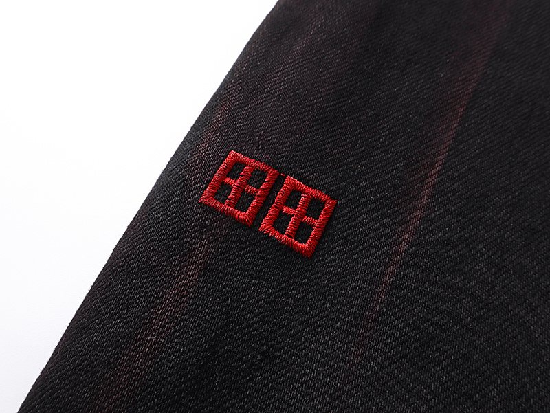 Ksubi Black Slim Tapered Jeans with Red Accents — detail