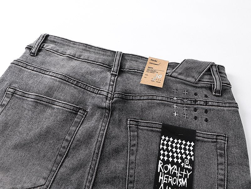 Ksubi Royalty Heroism Gray Wash Slim Jeans — detail