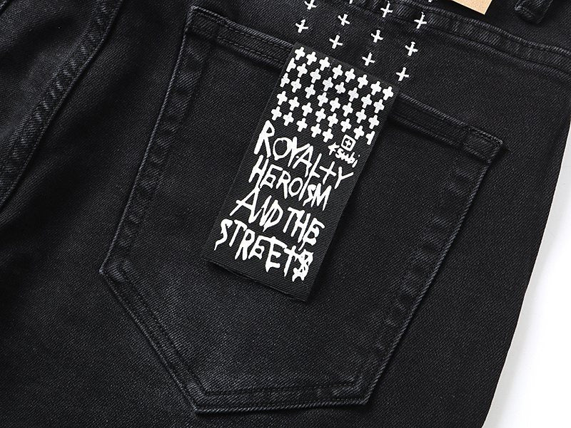 Ksubi Black Distressed Slim Tapered Jeans — detail