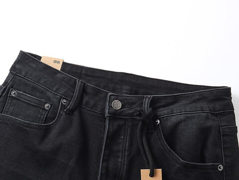 Ksubi Black Distressed Slim Tapered Jeans — detail