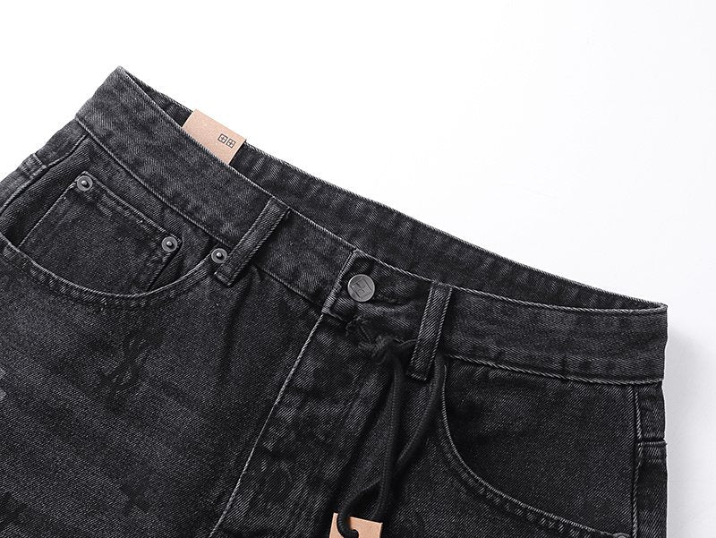 Ksubi Washed Black Straight-Leg Graphic Jeans — detail