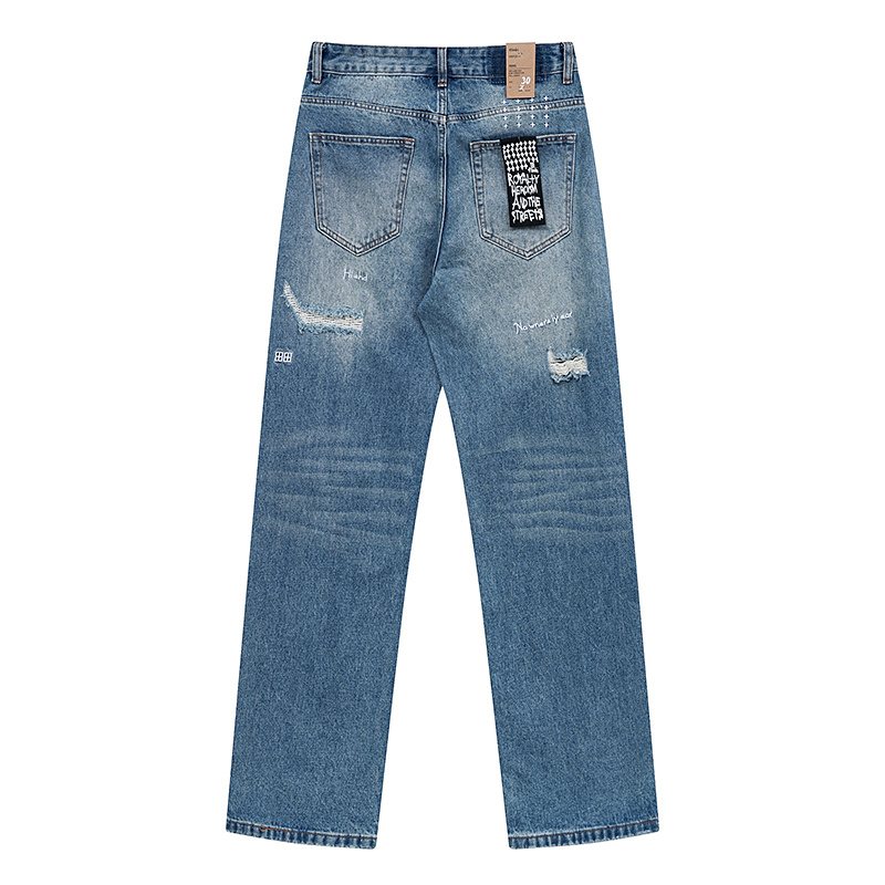 Ksubi Distressed Cross Embroidery Straight-Leg Jeans — back
