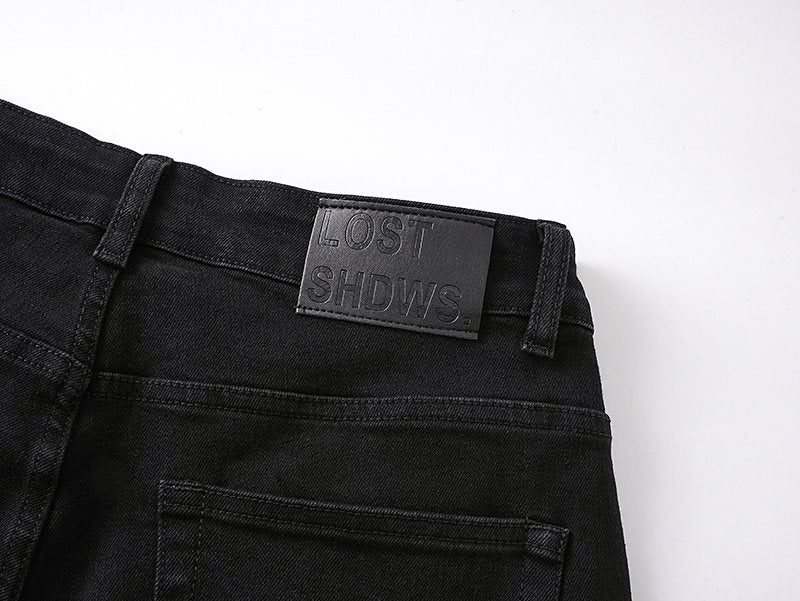 LOSTSHDWS Black Flared Jeans with Floral Embroidery — detail
