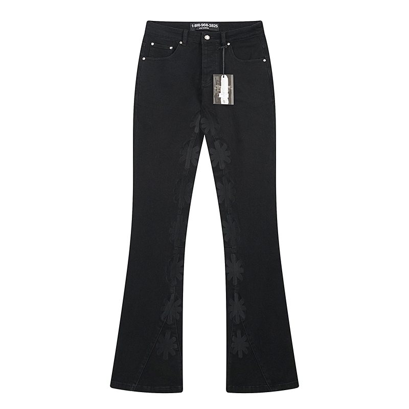 LOSTSHDWS Black Flared Jeans with Floral Embroidery — hero