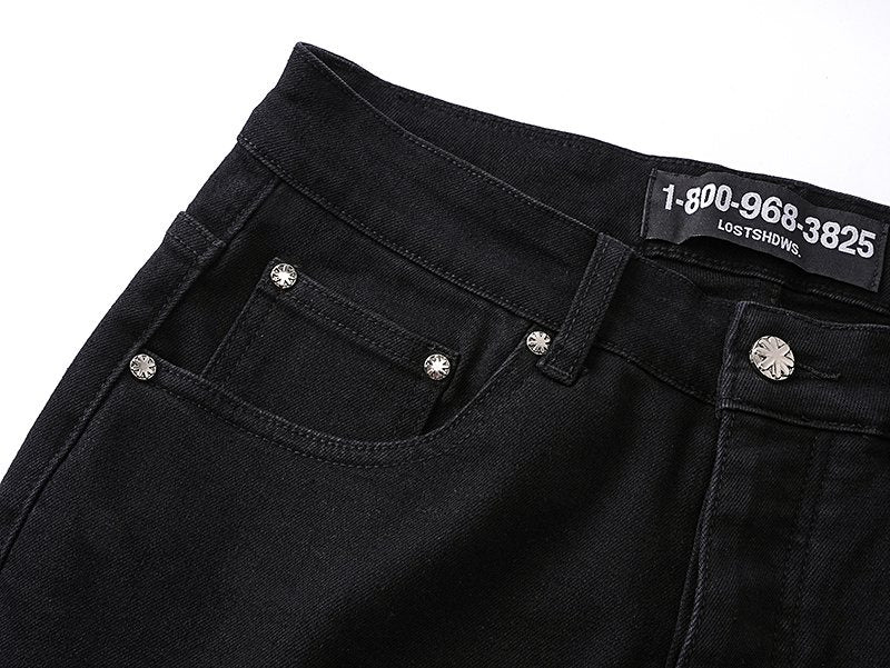 LOSTSHDWS Black Flared Jeans with Floral Embroidery — detail