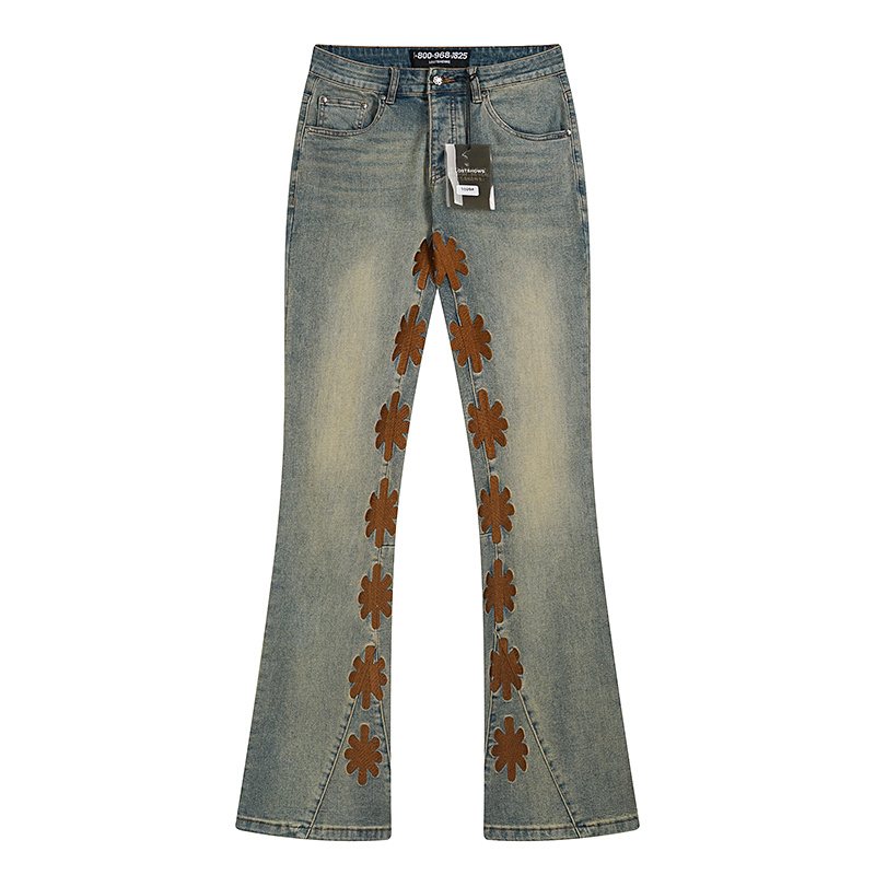 LOSTSHDWS Floral Applique Flare Jeans — hero