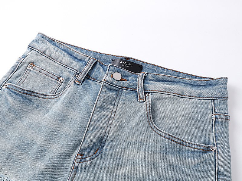 AMIRI Light Blue Patch Detail Slim Tapered Jeans — detail
