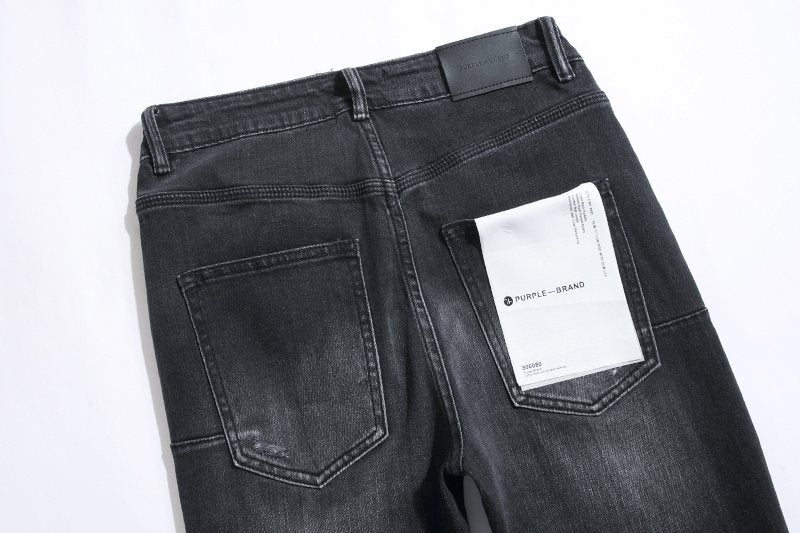 Purple Brand Black Distressed Paint-Splatter Jeans — detail