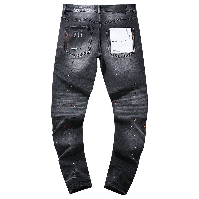 Purple Brand Black Distressed Paint Splatter Jeans — back