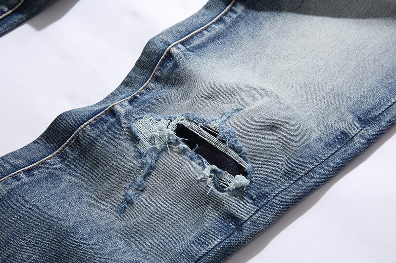 Purple Brand Distressed Blue Jeans — detail