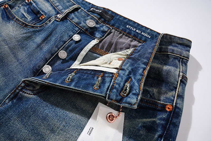 Purple Brand Blue Distressed Ripped Knee Jeans — detail